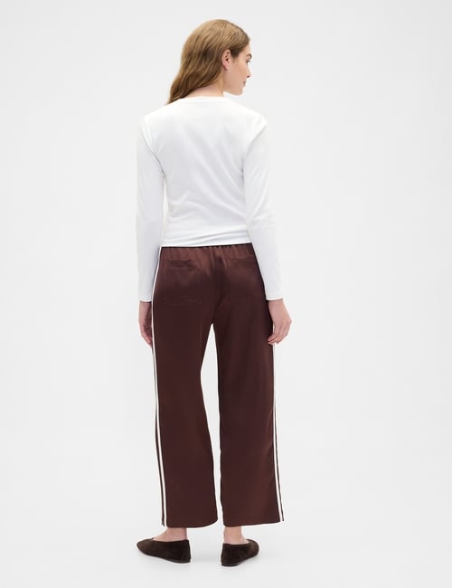 Relaxed Straight-Leg Stripe Satin Pants