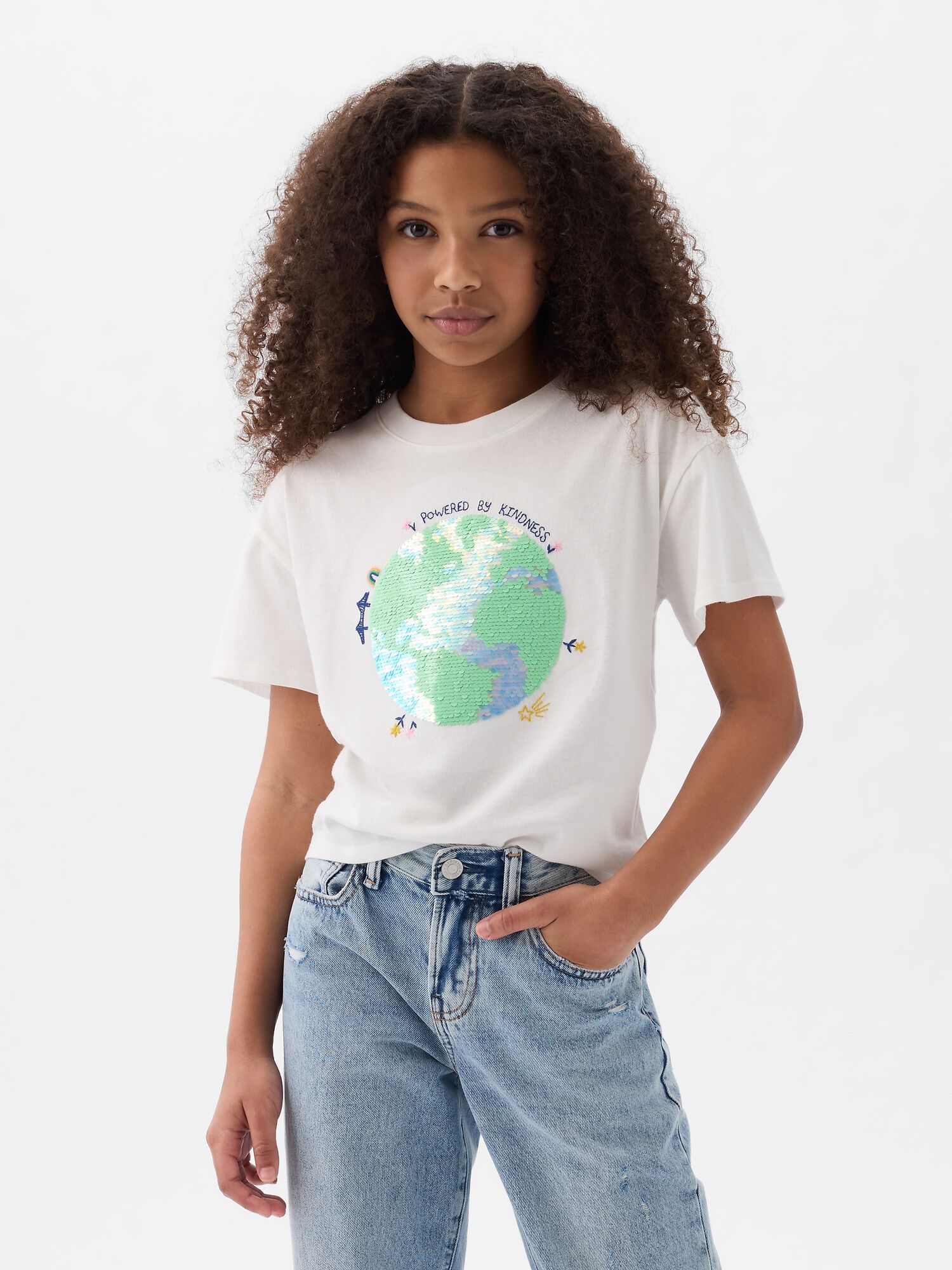 Shop Kids Flippy Sequin Graphic T Shirt for Girl GAP KW