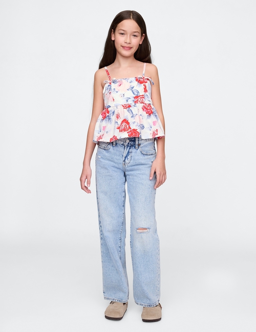 Kids Bow-Strap Peplum Top