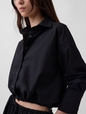 Poplin Oversized Tie-Hem Crop Shirt