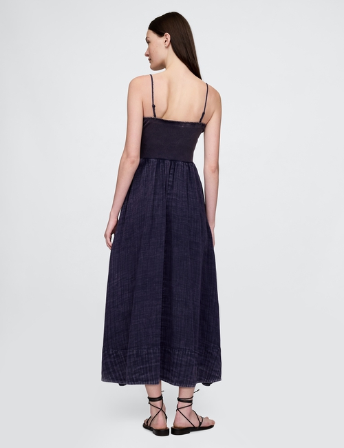 Crinkle Gauze Mixed Media Maxi Dress