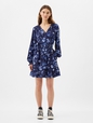 Relaxed Smocked Splitneck Mini Dress