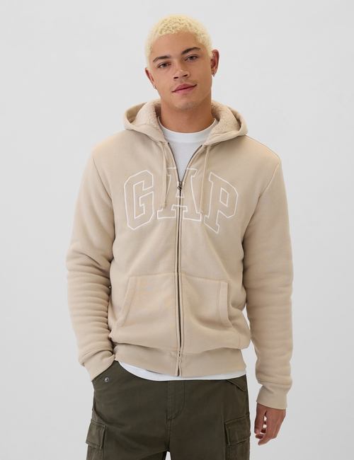 Gap Logo Sherpa-Lined Zip Hoodie