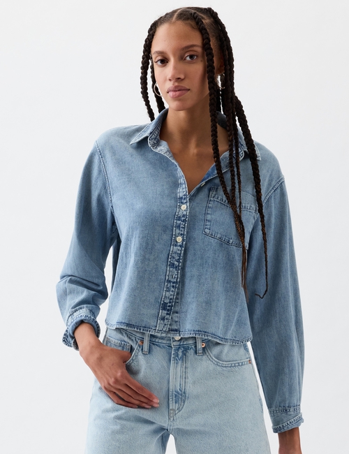 Cropped Denim Shirt