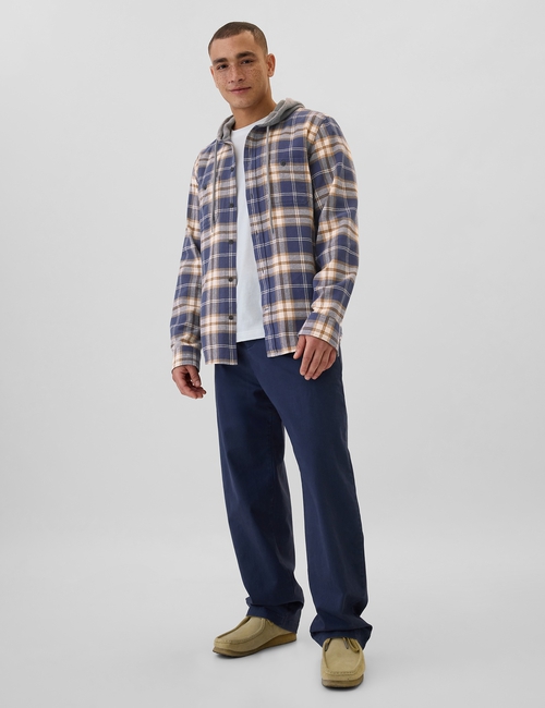 Hoodie Flannel Shirt in Standard Fit