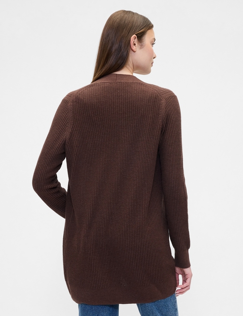 Relaxed Shaker-Stitch Open-Front Cardigan