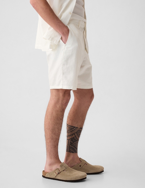 8" Linen-Cotton Shorts