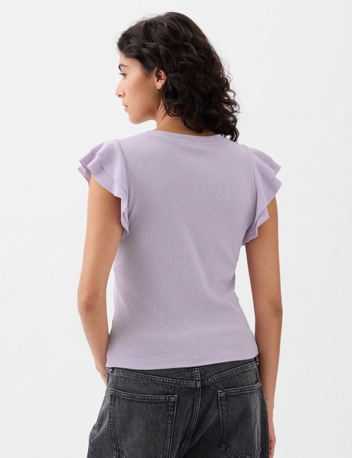 Essential Rib Flutter Sleeve Shirt