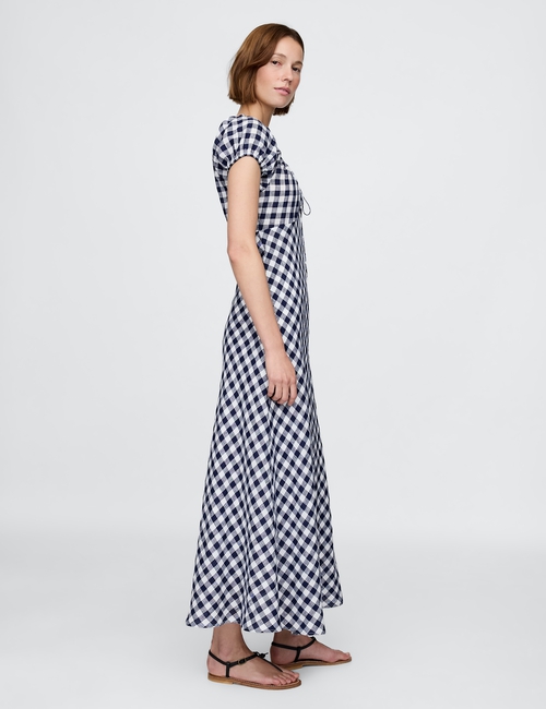Gap × DÔEN 100% Linen Gingham Midi Dress