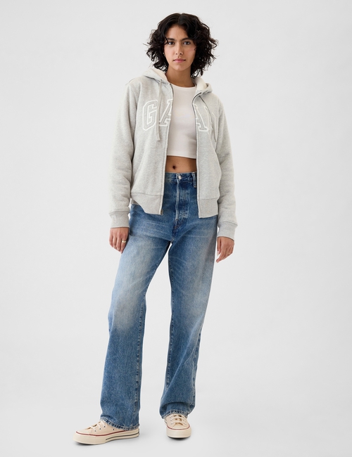 Relaxed Gap Logo Sherpa-Lined Zip Hoodie