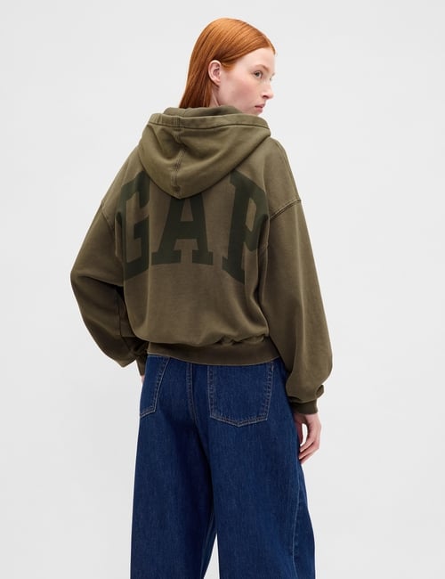 VintageSoft Crop Logo Hoodie