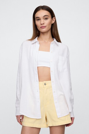 Linen-Blend Easy Shirt