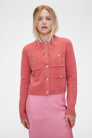 GAP STUDIO CROPPED GOLD BUTTON JACKET CARDIGAN