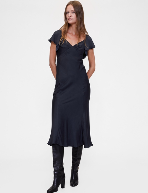 GAP STUDIO WASH FLUTER SLEEVE MIDI DRESS