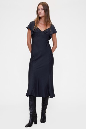 GAP STUDIO WASH FLUTER SLEEVE MIDI DRESS