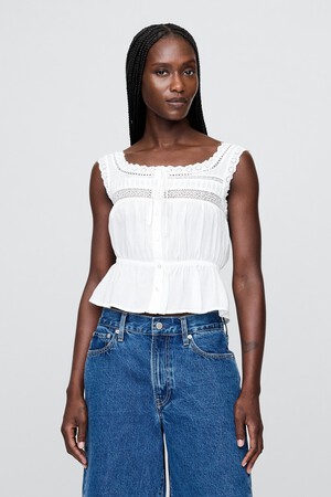 Lace-Trim Peplum Top
