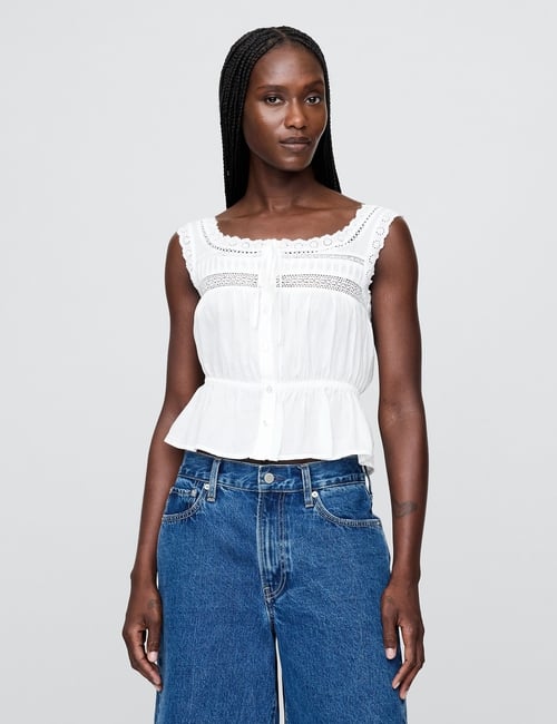 Lace-Trim Peplum Top