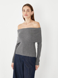 CashSoft Ribbed Off-Shoulder Sweater Top
