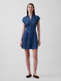 SS PINTUCK MINI DRESS - MED PETAL
