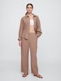 Mid Rise Gauze Pull-On Wide-Leg Pants
