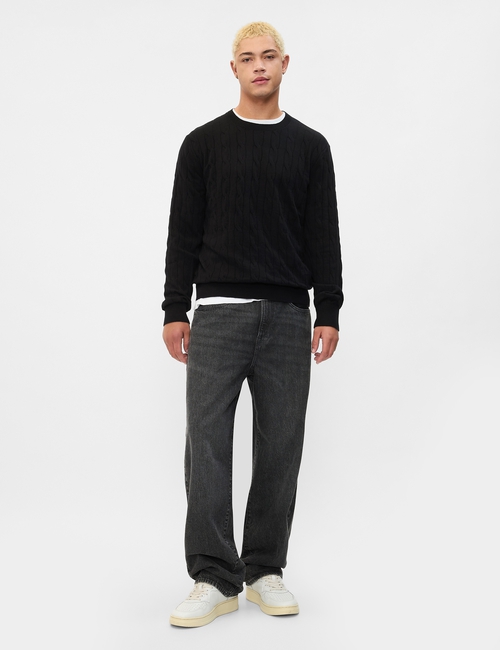 CashSoft Cable-Knit Crewneck Sweater