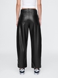 Mid Rise Vegan Leather Barrel Pants