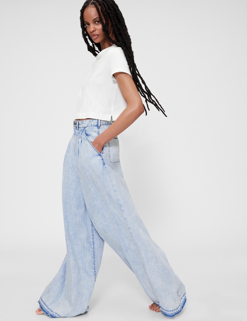 GapStudio High Rise Draped Denim Trousers