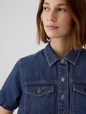 Western Pleated Denim Midi Dress