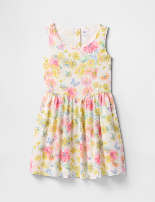 Kids Linen-Cotton Floral Dress