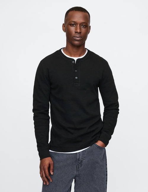 Double-Knit Henley T-Shirt