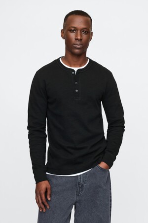 Double-Knit Henley T-Shirt