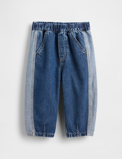 Baby & Toddler Two-Tone Pull-On Barrel Jeans