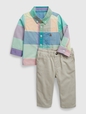 Baby Spring Plaid Two-Piece Outfit Set
