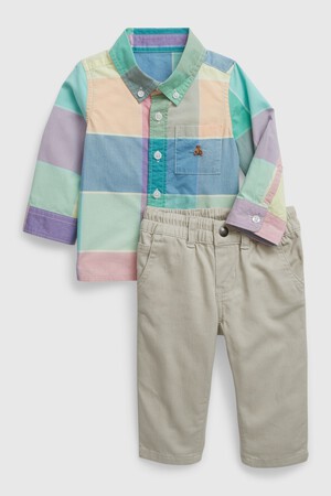 Baby Spring Plaid Two-Piece Outfit Set