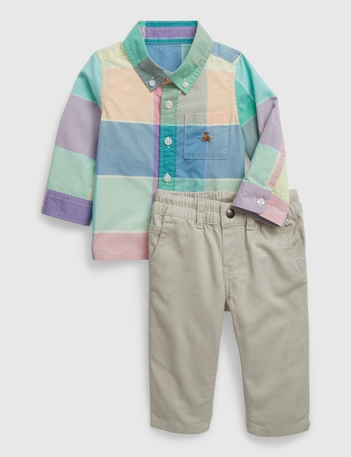 Baby Spring Plaid Two-Piece Outfit Set