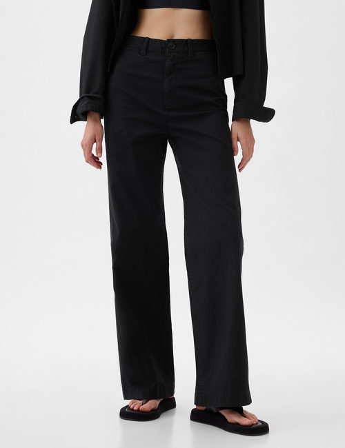 High Stride Wide-Leg Ankle Khakis