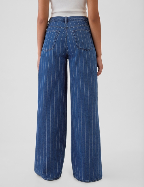 Mid Rise Pinstripe Baggy Jeans