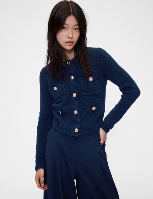 GAP STUDIO CROPPED GOLD BUTTON JACKET CARDIGAN