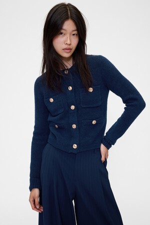 GAP STUDIO CROPPED GOLD BUTTON JACKET CARDIGAN