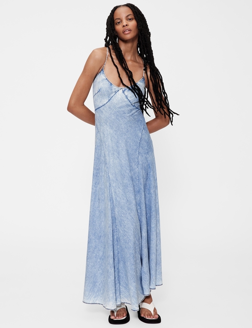 GapStudio Draped Denim Slip Maxi Dress