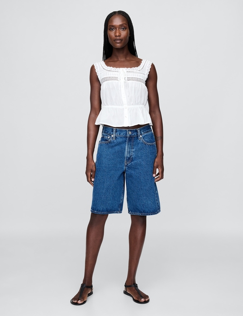 Lace-Trim Peplum Top