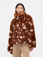 Gap × Sandy Liang Spotted Vegan Fur Half-Zip Pullover
