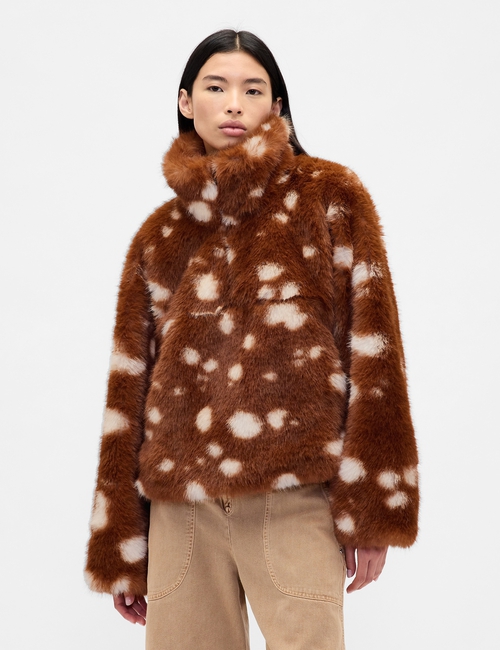 Gap × Sandy Liang Spotted Vegan Fur Half-Zip Pullover