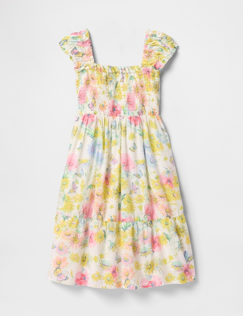Kids Smocked Floral Midi Dress