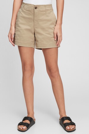 5" Mid Rise Khaki Shorts