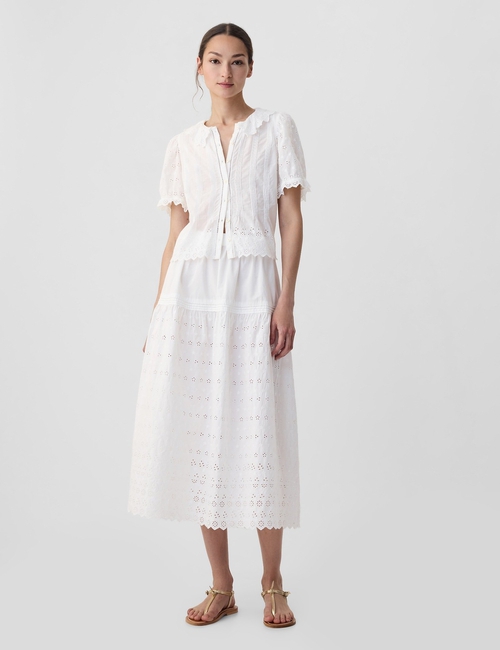 Gap × DÔEN Cropped Eyelet Shirt