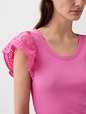 Eyelet Sleeve Rib T-Shirt