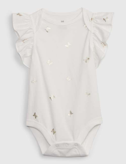 Baby 100% Organic Cotton Mix and Match Flutter Sleeve Bodysuit