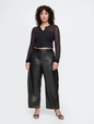 Mid Rise Vegan Leather Barrel Pants