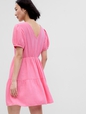 Crinkle Gauze Puff Sleeve Tiered Mini Dress